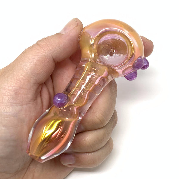 Gold Fumed Pink Swirl Spoon Pipe