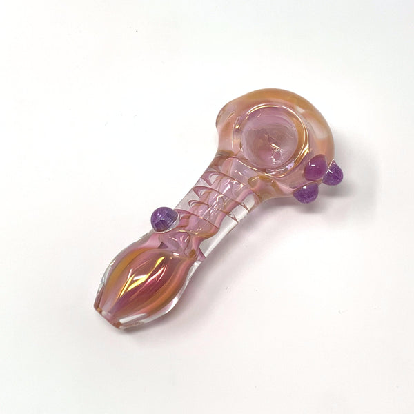 Gold Fumed Pink Swirl Spoon Pipe